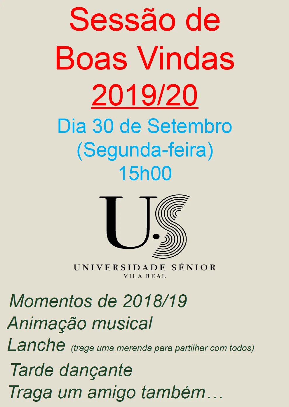 Sessão de Boas Vindas 2019/20